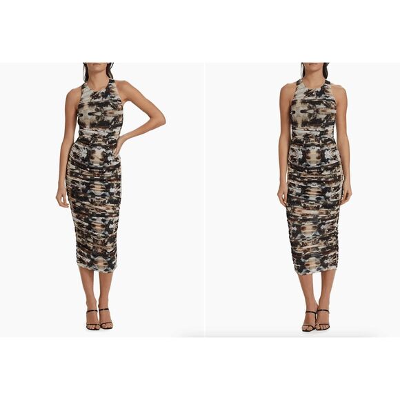 NWT Cami NYC Lissi Abstract Sleeveless Ruched Bodycon Dress Kaleidoscope Small $